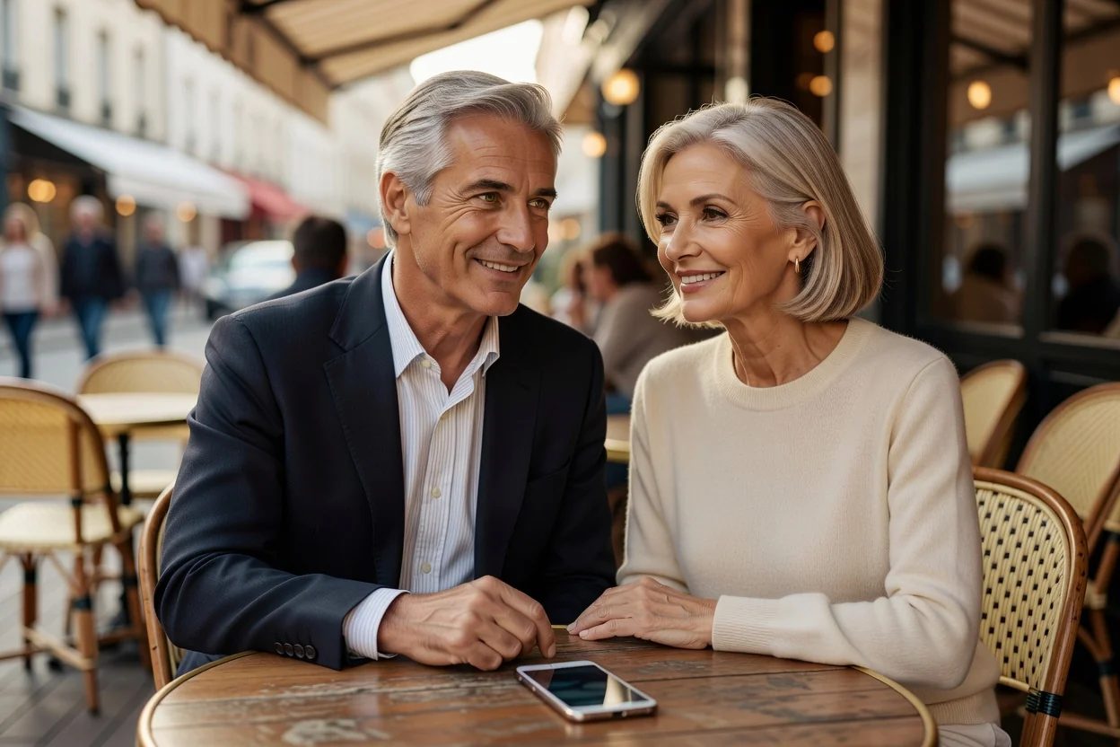 Disons Demain : avis et test complet 2026, couple senior à la terrasse d'un café